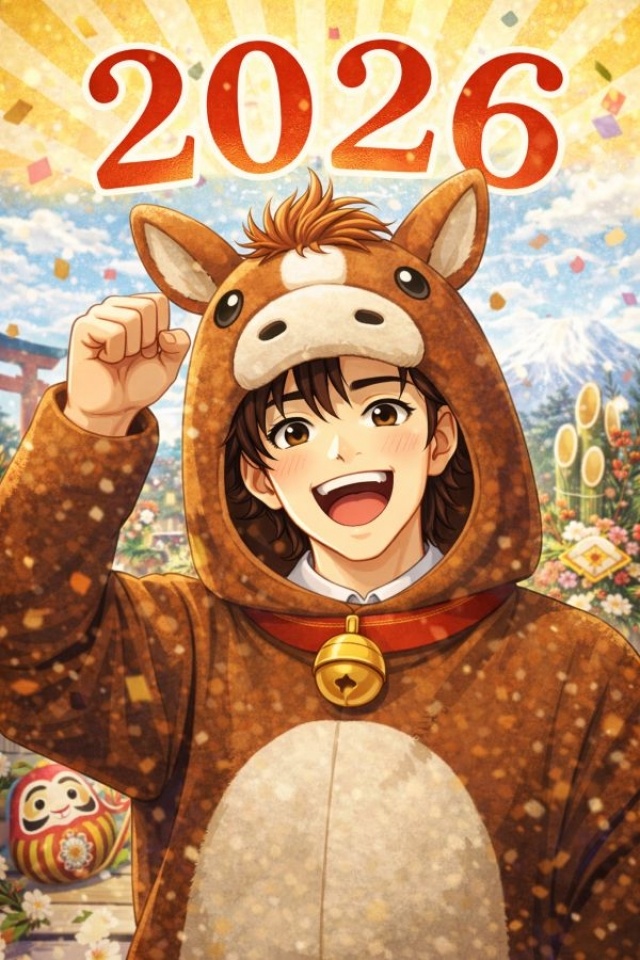 新年のあいさつ（ダルマ式）